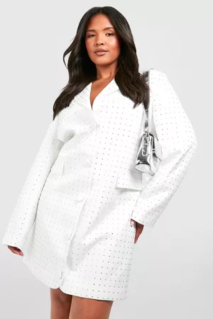Boohoo Women Blazer Dresses - Womens Plus Diamante Relaxed Blazer - - 12