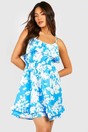 Boohoo Women Casual Dresses - Womens Floral Strappy Frill Detail Swing Dress - - 4