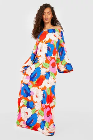 Boohoo Women Printed & Patterned Dresses - Womens Abstract Floral Maxi Smock Dress - - 4