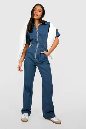 Boohoo Women Jeans - Womens Petite Denim Zip Up Boilersuit - - 0