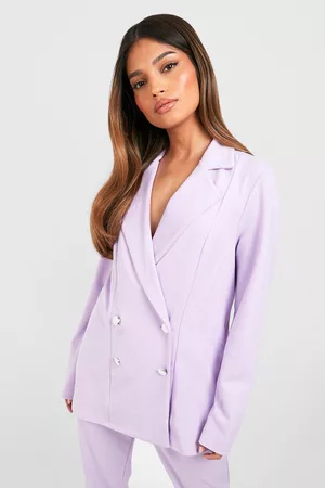 Boohoo Women Blazer Dresses - Womens Jersey Knit Double Breasted Blazer & Straight Leg Pants - - 4