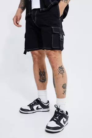 Boohoo Women Shorts - Mens Slim Fit Contrast Stitch Cargo Denim Shorts - - 28R