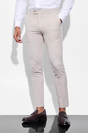 Boohoo Women Skinny Pants - Mens Skinny Striped Suit Pants - - 28S
