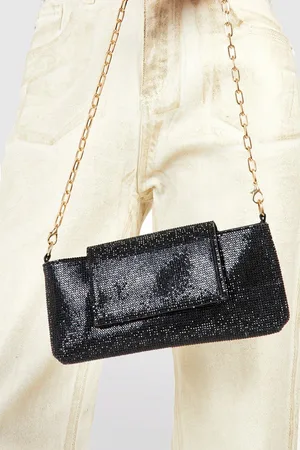 boohoo Textured Fabric Chain Strap Crossbody Bag - Grey - One Size