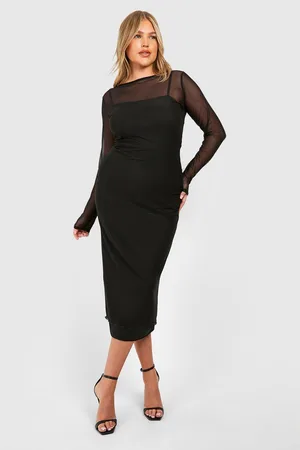 Boohoo Maternity Key Hole Midaxi Crepe Dress in Black