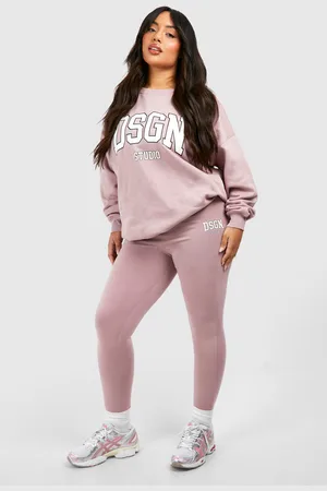 Plus Oversized Dsgn Half Zip Sweatshirt And Legging Set