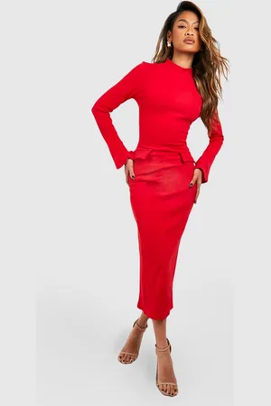 Boohoo Womens Crepe High Neck Pocket Detail Midi Dress - - 2