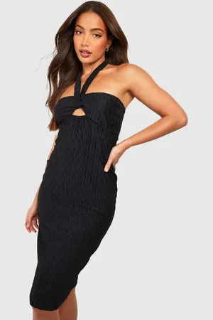 Boohoo Womens Tall Plisse Halter Keyhole Cut Out Midi Dress - - 8