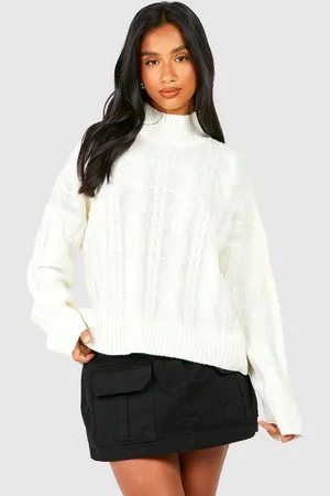 Boohoo Womens Petite Turtleneck Cable Sweater - - M