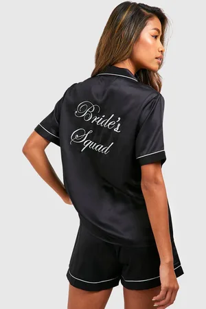 Boohoo Womens Bride Squad Satin Pj Short Set - - 4