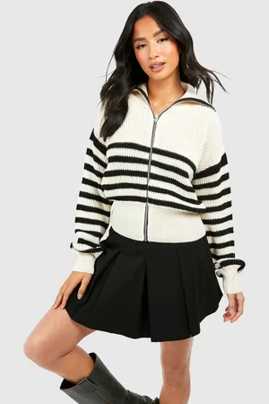 Boohoo Womens Petite Stripe Zip Through Cardigan - - 2