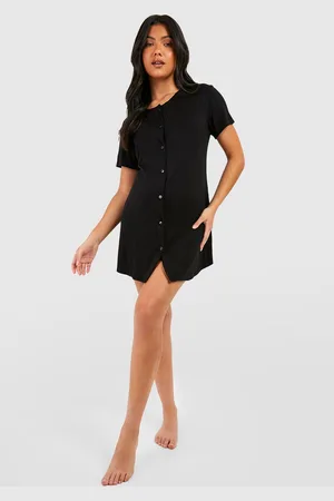 Boohoo Womens Maternity Peached Jersey Knit Button Down Nightgown - - 6