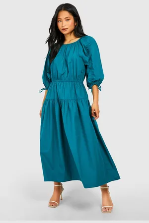 Boohoo Womens Petite Puff Sleeve Midi Dress - - 4