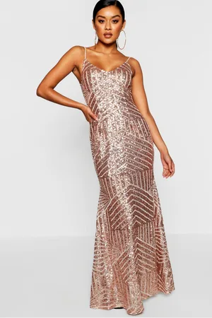 Boohoo Womens Sequin & Mesh Strappy Maxi Party Dress - - 4