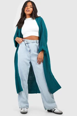 Boohoo Womens Plus Cocoon Oversized Rib Knit Cardigan - - 12