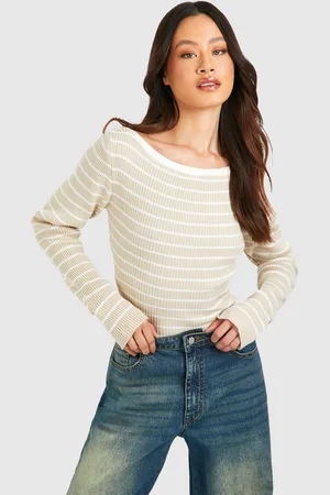 Boohoo Womens Tall Lightweight Knitted Stripe Low Back Sweater - - 4