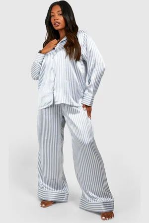 Boohoo Womens Plus Satin Stripe Pj Pants Set - - 18