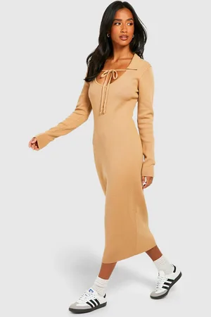 Boohoo Womens Petite Knitted Collared Midi Dress - - 8