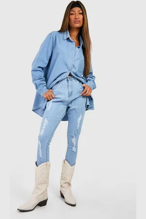 Boohoo Womens Basics High Waisted Extreme Ripped Skinny Jeans - - 2