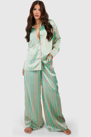 Boohoo Womens Oversized Stripe Pajama Set - - 12