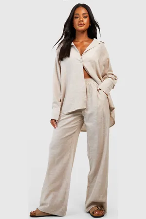Boohoo Womens Cotton Tonal Pinstripe Pajama Pants - - 2