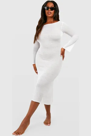 Boohoo Womens Plus Open Back Sheer Knit Crochet Beach Dress - - 18