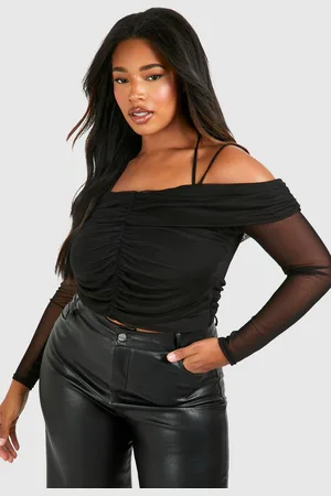 Boohoo Womens Plus Off The Shoulder Mesh Ruched Top - - 12