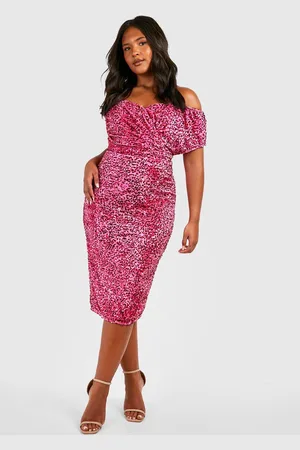 Boohoo Womens Plus Sequin Off The Shoulder Wrap Midi Dress - - 24
