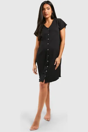 Boohoo Womens Maternity Ribbed Button Down Nightgown - - 4