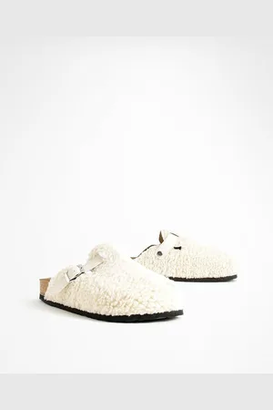 Boohoo Womens Wide Width Borg Clogs - - 9