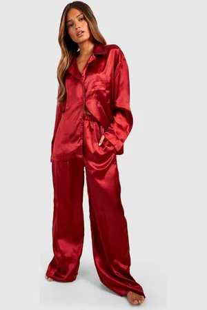 Boohoo Womens Oversized Satin Pajama - - 4