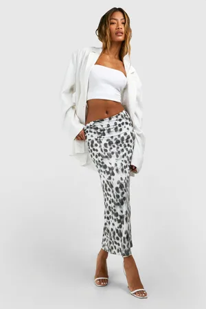 Boohoo Womens Slinky Leopard Print Midi Skirt - - 12