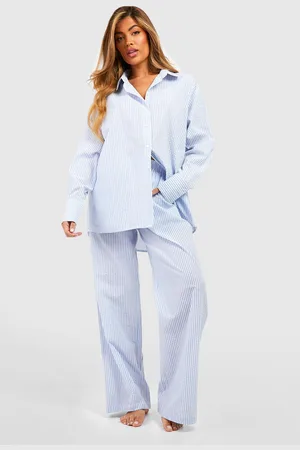 Boohoo Womens Cotton Pinstripe Pajama Pants - - 6