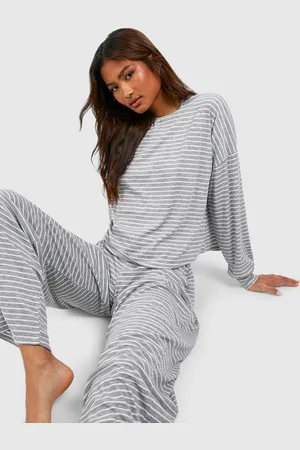 Boohoo Womens Tall Stripe Jersey Knit Lounge Pants Pj Set - - 2