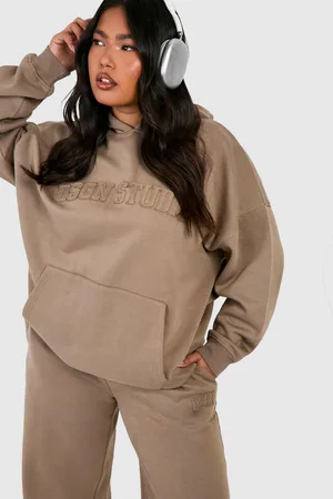 Boohoo Womens Plus Dsgn Studio Self Fabric Applique Oversized Hoodie - - 12