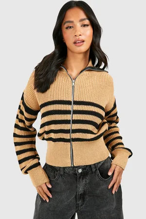 Boohoo Womens Petite Stripe Zip Through Cardigan - - 2