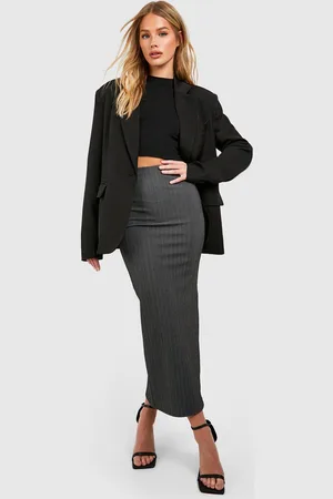 Boohoo Womens Herringbone Midi Skirt - - 6