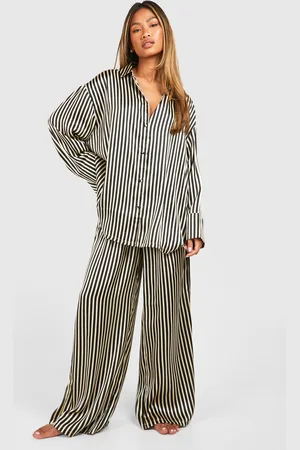 Boohoo Womens Stripe Oversized Pajama Set - - 6