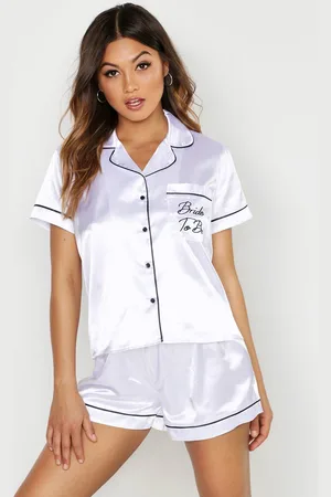 Boohoo Womens Bride To Be Satin Embroidered Pj Short Set - - 8
