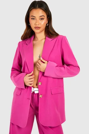 Boohoo Womens Contrast Button Oversized Mansy Blazer - - 2