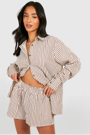 Boohoo Womens Petite Stripe Beach Shirt - - 6