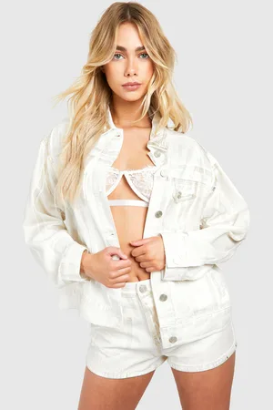 Boohoo Womens Coated Metallic Oversized Jean Jacket - 2