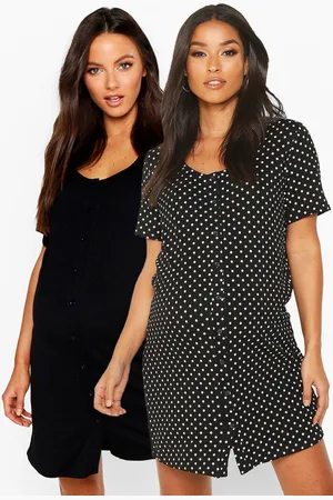 Boohoo Womens Maternity 2 Pack Button Front Nightgown - - 8