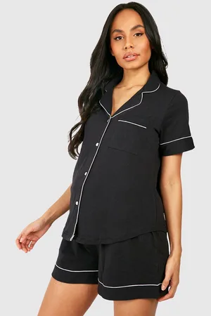 Boohoo Womens Maternity Jersey Knit Piping Button Pj Short Set - - 6