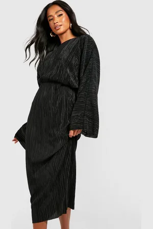 Boohoo Womens Petite Batwing Plisse Midi Dress - - 4