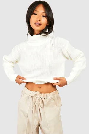 Boohoo Womens Cropped Fisherman Turtleneck Sweater - - S