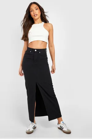 Boohoo Womens Tall Denim Split Front Maxi Skirt - - 2