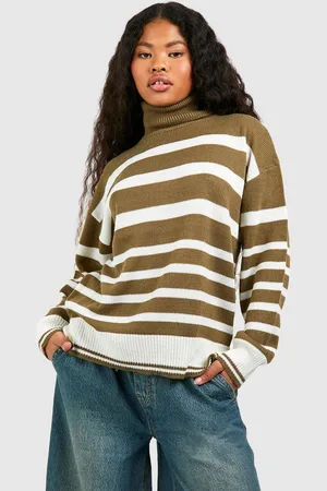Boohoo Womens Petite Stripe Turtleneck Sweater - - 6
