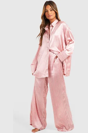 Boohoo Womens Oversized Stripe Pajama Set - 2