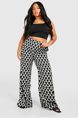 Boohoo Womens Plus Woven Geo Print Wide Leg Pants - - 12